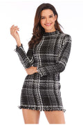 Lossky Sweater Dress Women Autumn Winter Plaid Long Sleeve Short Mini  Ladies Thick Warm Clothes Dresses Vestido Elegant - SunLify