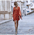 Woman Dress Loose Casual Long Sleeve Solid Color Fitted Dresses Trendy Button Bowknot Tied Ruched Clothes  Autumn Spring - SunLify