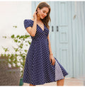 Women White Long Dress Summer Casual Dots Floral Womens Dresses Red Chiffon Midi Ladies Korean Fashion Clothing  Vacation - SunLify