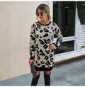 Sweater Dress Autumn Winter Long Sleeve Women Fashion Vintage Leopard Print Warm Knitted Clothes Ladies Dresses New Arrival - SunLify