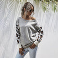 Sweater Autumn Winter Patchwork Leopard Long Sleeve Knit Womans Clothes Loose Pullover Sweaters For Women  Fall Fashion Tops - SunLify