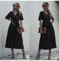 Long Dress Women Summer Casual Polka-dot Floral Print Midi Sundresses Black Elegant Fitted Clothing  Red Dresses For Women - SunLify