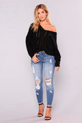 fashion Low Waist Skinny Spring Ripped Jeans Women Vintage Denim Pants Holes Pencil Pants Lady Casual push up Jean Trousers - SunLify