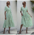 Long Dress Women Summer Casual Polka-dot Floral Print Midi Sundresses Black Elegant Fitted Clothing  Red Dresses For Women - SunLify