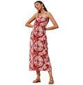 Chiffon Midi Dress Summer Slip Sundresses Women Casual Bohemian Print Backless Boho Long Clothing Red  Spaghetti Strap Dress - SunLify