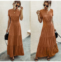 Long Robes T-shirt Dress Women Elegant Ruched A-Line Dresses Casual Ladies Summer Fitted Clothing  Maxi Dresses For Women - SunLify