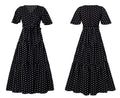 Long Dress Women Summer Casual Polka-dot Floral Print Midi Sundresses Black Elegant Fitted Clothing  Red Dresses For Women - SunLify