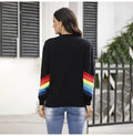 Sweater Women Autumn Winter Long Sleeve Rainbow Striped Top White Knitted Pullover Sweaters  Fashion Womans Clothes Knitwear - SunLify