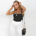 Straps stripe slash neck backless bodycon bodysuit summer women - SunLify