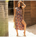 Long Dress Women Casual Summer Floral Midi Sundresses Elegant Ladies Flower Fitted Beach Tunic Clothing  Red Clothes Women - SunLify