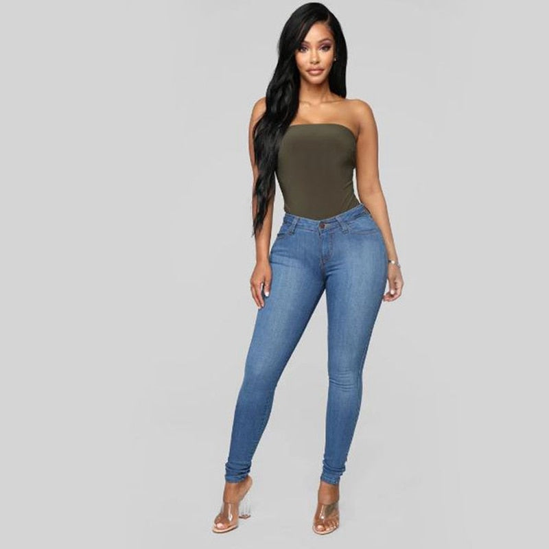 Summer Women casual Thin Denim jeans High Waist Jeans ladies push up Stretch Jeans plus size washed denim skinny pencil pants - SunLify