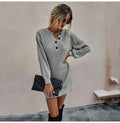 Sweater Dresses Women Autumn Winter Long Sleeve Knitted Clothes Casual Ladies Pure Black Button Slim Fit Dress Fall  Fashion - SunLify