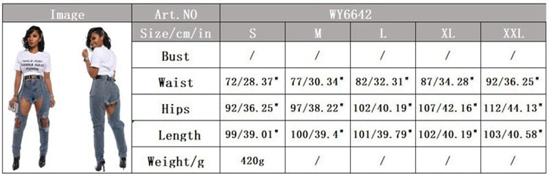 Women Fashion Patchwork High waisted Big Hole Ripped Boyfriend Jeans Casual Street Denim Pants Sexy Vintage Pencil Calca Jeans - SunLify