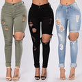 Black Ripped Jeans For Women Denim Pencil Pants Trousers High Waist Stretch Skinny Jeans Torn Jeggings Plus Size mom jeans - SunLify