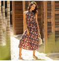 Long Dress Women Casual Summer Floral Midi Sundresses Elegant Ladies Flower Fitted Beach Tunic Clothing  Red Clothes Women - SunLify