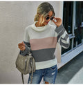 Woman Sweaters Casual Autumn Winter Long Sleeve Striped Print Tops Black Turtleneck Knit Pullover Sweater  Womens Clothes - SunLify