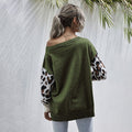 Sweater Autumn Winter Patchwork Leopard Long Sleeve Knit Womans Clothes Loose Pullover Sweaters For Women  Fall Fashion Tops - SunLify