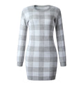 Sweater Dress Women Autumn Winter Elegant Office Plaid Long Sleeve Knit Clothes Slim Fit Black Ladies Dresses New Arrival - SunLify