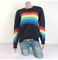 Sweater Women Autumn Winter Long Sleeve Rainbow Striped Top White Knitted Pullover Sweaters  Fashion Womans Clothes Knitwear - SunLify