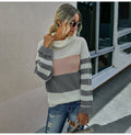 Woman Sweaters Casual Autumn Winter Long Sleeve Striped Print Tops Black Turtleneck Knit Pullover Sweater  Womens Clothes - SunLify