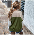 Knitted Sweater Autumn Winter Green Patchwork Color Ladies Long Sleeve Jumpers Pullover Sweaters Tops Women Fashion Clothes - SunLify