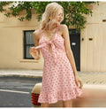 Pink Womens Dresses Ruffle Backess Slip Sundresses Summer Casual Polka Dot Bow Mini Soft Girl Clothes  Spaghetti Strap Dress - SunLify