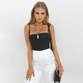 Straps stripe slash neck backless bodycon bodysuit summer women - SunLify