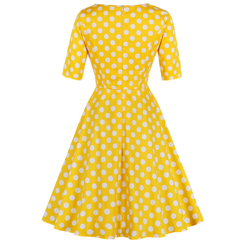 Vrouwen Vintage Party Dress Herfst A-lijn Jurk Stip Druk Pin Jurken - SunLify