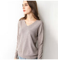 Knitted Sweater Autumn Long Sleeve V Neck Pullover Basic Thin Tops White Jumpers Sweaters Knitwear Women  Fashion Clothes - SunLify