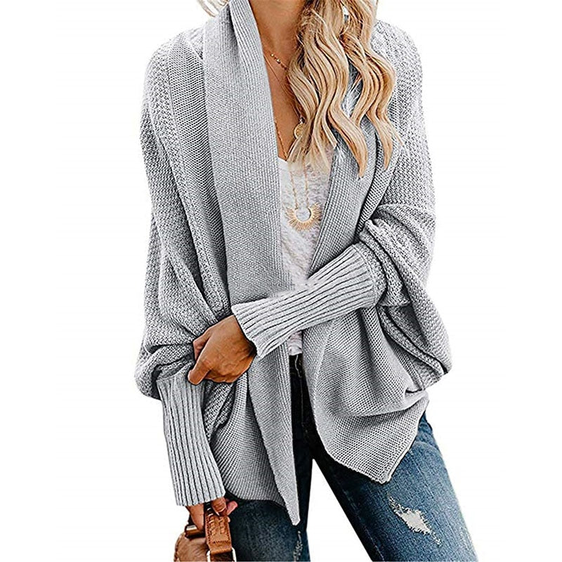 Autumn winter women cardigan batwing sleeve casual coat clothes - SunLify