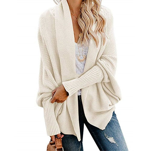 Autumn winter women cardigan batwing sleeve casual coat clothes - SunLify