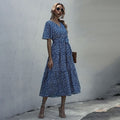 Long Dress Women Summer Casual Polka-dot Floral Print Midi Sundresses Black Elegant Fitted Clothing  Red Dresses For Women - SunLify