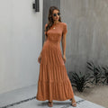 Long Robes T-shirt Dress Women Elegant Ruched A-Line Dresses Casual Ladies Summer Fitted Clothing  Maxi Dresses For Women - SunLify