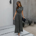 Long Robes T-shirt Dress Women Elegant Ruched A-Line Dresses Casual Ladies Summer Fitted Clothing  Maxi Dresses For Women - SunLify