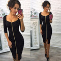 Lossky Women Sexy Club Low Cut Bodycon Dress Red Velvet Sheath  Burgundy Fashion Black Pure Spring pencil dresses for office - SunLify