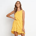 Lossky Women Summer Dress Polka Dot Chiffon Sleeveless Beach Mini Casual Yellow Sundress  Fashion Plus Size Dress For Women - SunLify