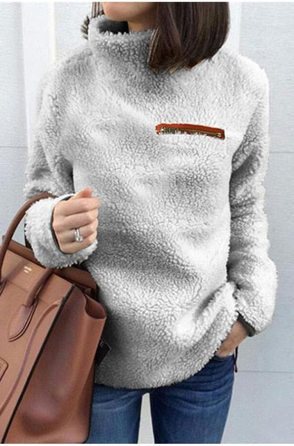 Lossky Women Sweatshirts Autumn Winter Top Long Sleeve Plush Warm Pullover Kpop Ladies Tops Women Clothes  Pure Sweatshirt - SunLify