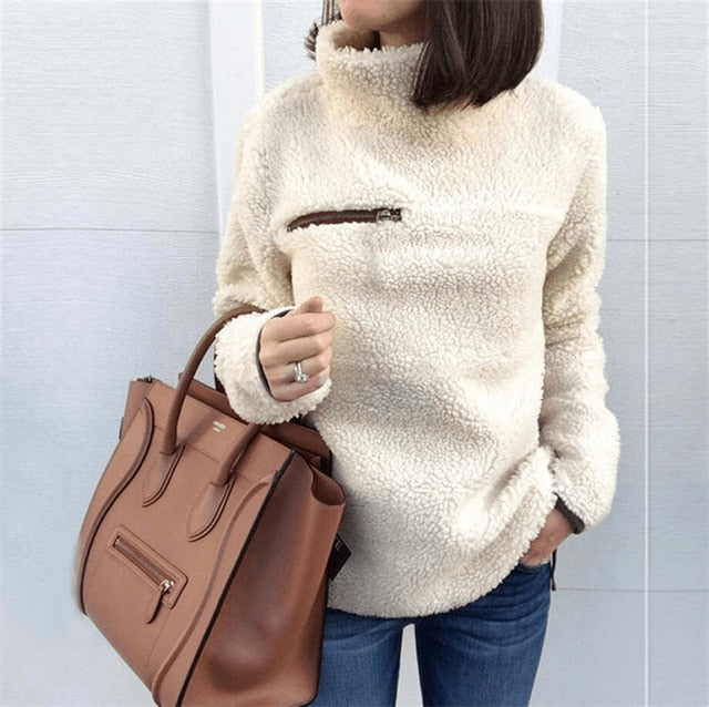 Lossky Women Sweatshirts Autumn Winter Top Long Sleeve Plush Warm Pullover Kpop Ladies Tops Women Clothes  Pure Sweatshirt - SunLify