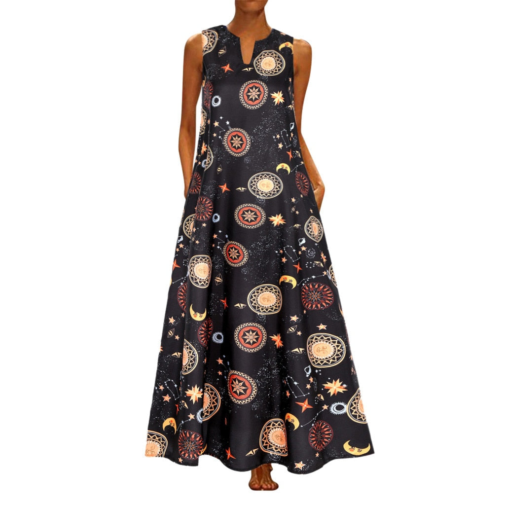 Printed Bohemian Ethnic Style Beach Maxi Dress - SunLify