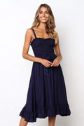 Strapless Spaghetti Band Katoen Zomerjurk  Elegante Backless Jurk - SunLify