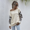 Sweater Autumn Winter Patchwork Leopard Long Sleeve Knit Womans Clothes Loose Pullover Sweaters For Women  Fall Fashion Tops - SunLify