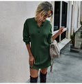 Sweater Dresses Women Autumn Winter Long Sleeve Knitted Clothes Casual Ladies Pure Black Button Slim Fit Dress Fall  Fashion - SunLify