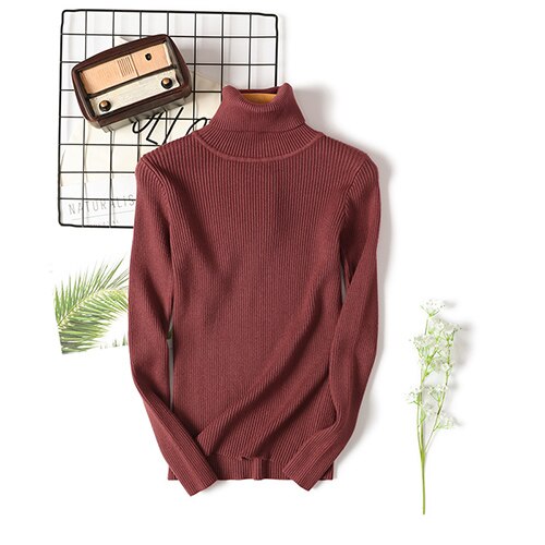 Long Sleeve Ribbed Sweater for Women Warm Pullover Knitted Sweater - SunLify