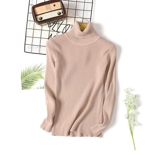 Long Sleeve Ribbed Sweater for Women Warm Pullover Knitted Sweater - SunLify