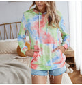 Tie Dye Print Hoodie Sweatshirt Long Sleeve Pocket Pullover Pastel Aesthetic Womens Hoodies Tops Fall  Fashion Clothes Women - SunLify