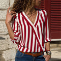 Women Striped Blouse Shirt Long Sleeve - SunLify