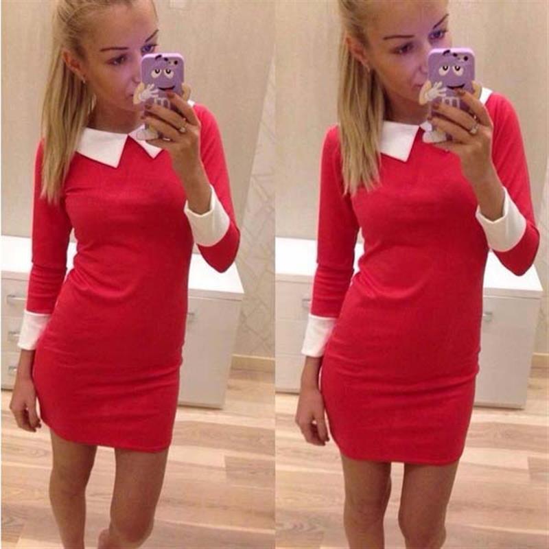 Winter Autumn Women Dress Turn-Down Collar Slim Casual Dress - SunLify