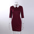 Winter Autumn Women Dress Turn-Down Collar Slim Casual Dress - SunLify