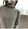 Woman Sweater Black Turtleneck Autumn Winter Knitted Long Sleeve Basic Sweater Plus Size Fashion Oversized Pullover Clothes - SunLify