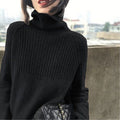 Woman Sweater Black Turtleneck Autumn Winter Knitted Long Sleeve Basic Sweater Plus Size Fashion Oversized Pullover Clothes - SunLify